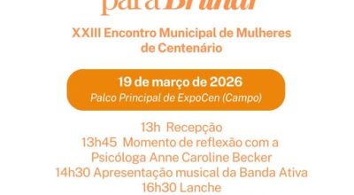 Participantes reunidas durante o Encontro Municipal de Mulheres de Centenário realizado na ExpoCen, no Norte do Rio Grande do Sul.