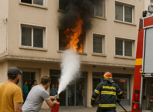 Princípio de incêndio em apartamento no centro de Estação-RS mobiliza moradores e Corpo de Bombeiros.