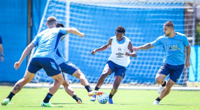 Treino tático do Grêmio no CT Luiz Carvalho antes do confronto contra o Atlético-MG pela quarta rodada do Campeonato Brasileiro na Arena.